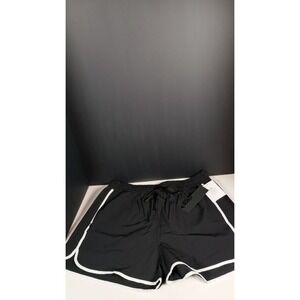 Mona B Black Athletic Shorts Women XL AP-B1100P Zip Pocket Running Gym Workout